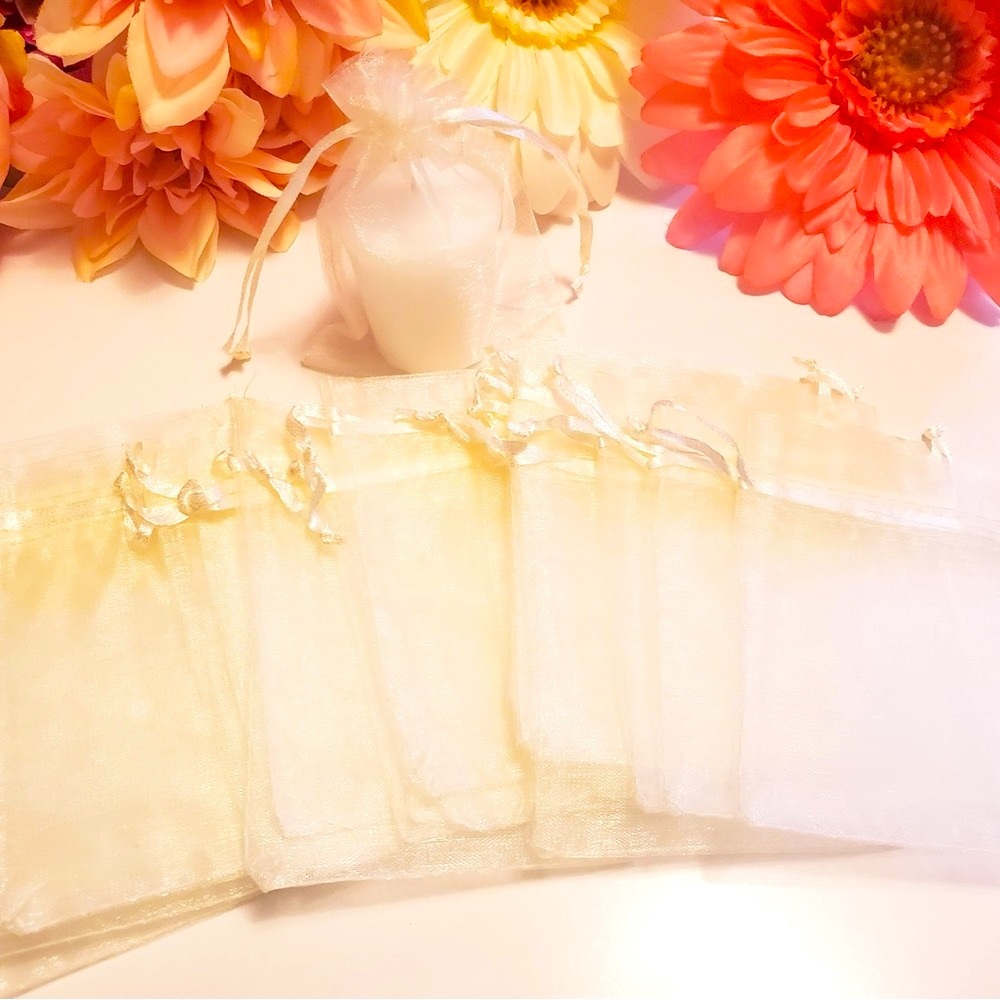 Ivory Beige Shimmering Organza Bags 50 PCS